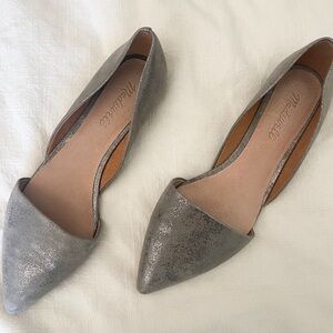 MADEWELL D’Orsay The Lydia leather flat shoes grey metallic sz 8